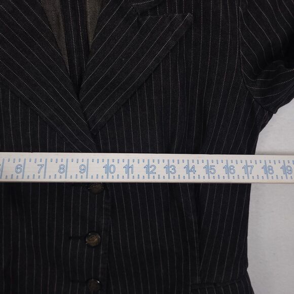 Lauren Ralph Lauren LRL Blazer Womens M Black Pinstripe Single Vent 3 Button Y2K - Picture 5 of 14